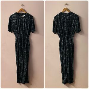 Vintage Dani Max Black Printed Tapered Leg Jumpsuit Size 4 EUC